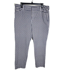 Old Navy Womens Pixie Ankle Pants 16 Blue White Gingham Skinny Stretch High Rise